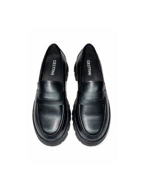 Cestfini Women's Platform Chunky Loafers Slip On Patent Faux Leather Size 9